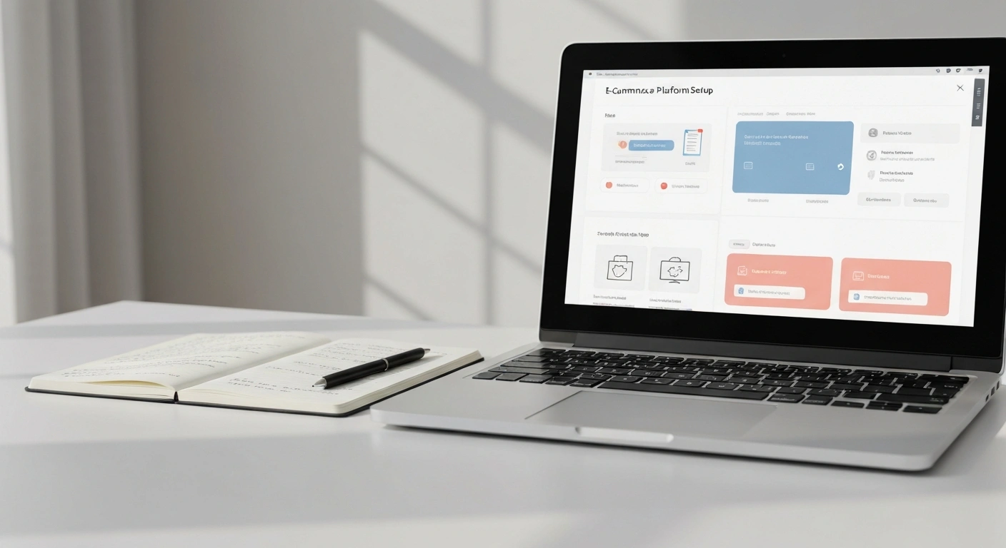 Espace de travail montrant les étapes pour créer une boutique en ligne et digitaliser son entreprise locale